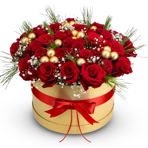 Vánoční box červených růží